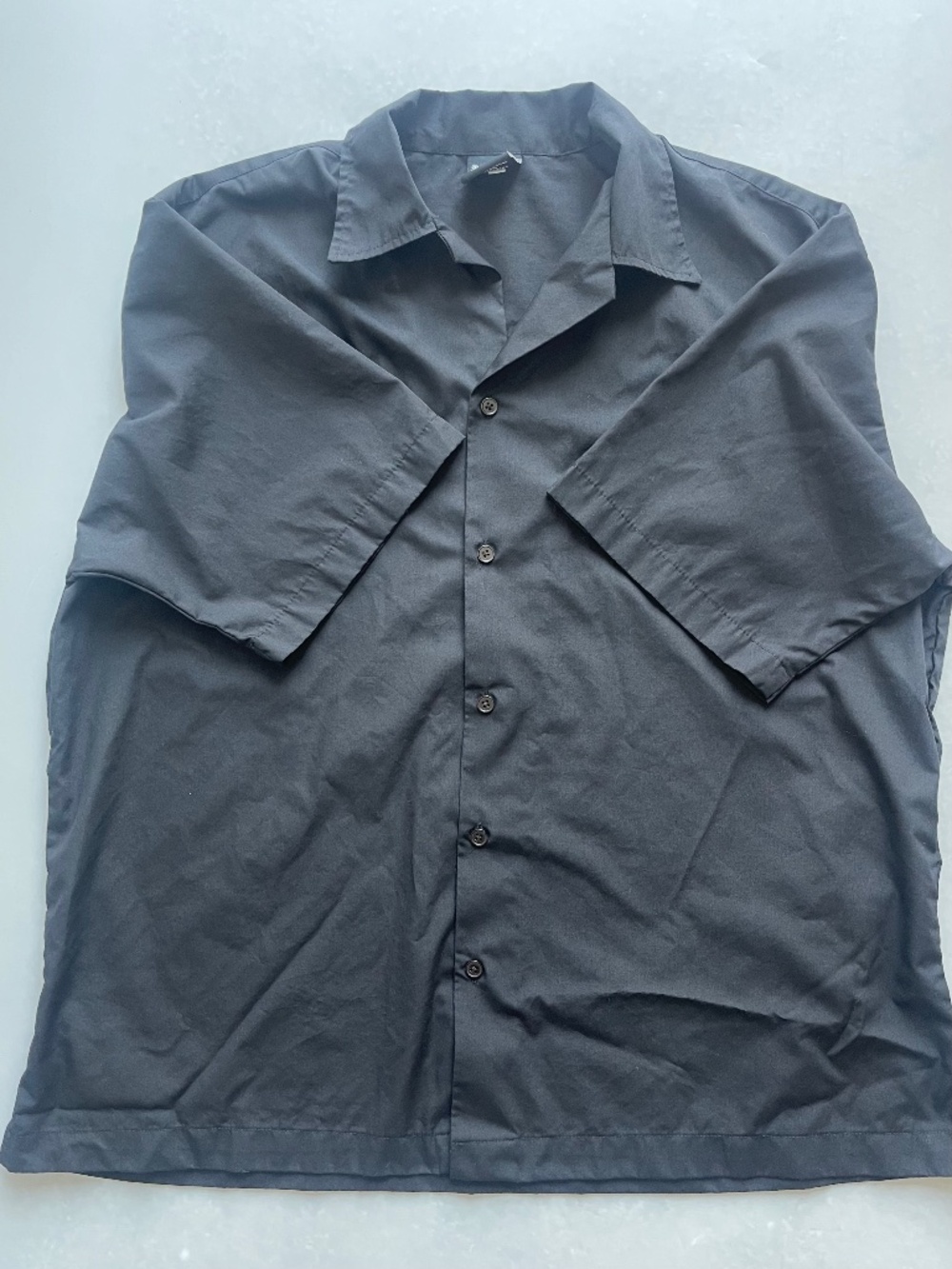True Roots Black Camp Collar Button Up Shirt Men’s XL Oversized Short Sleeve